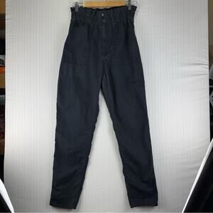 Abercrombie & Fitch Slouchy Tapered Straight Leg Pant Paperbag Black Size Medium